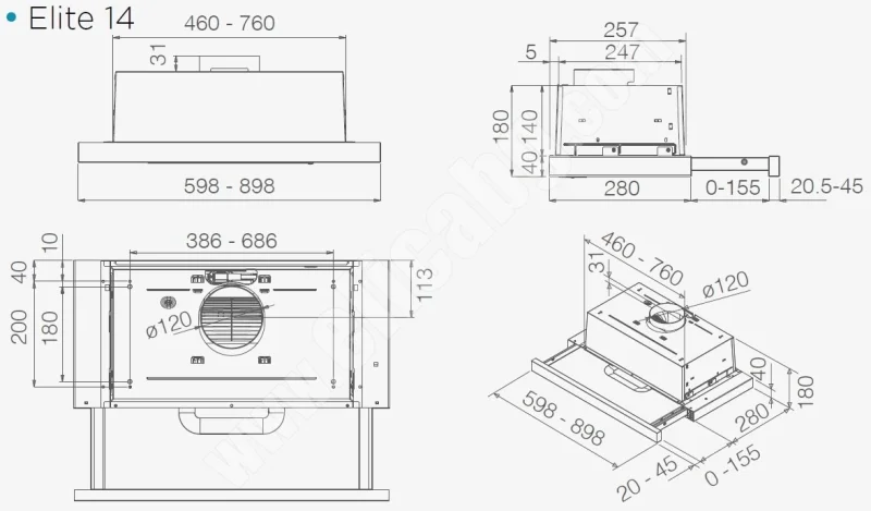 Аспиратори за вграждане Аспиратор Elica Elite 14 Plus BL 60