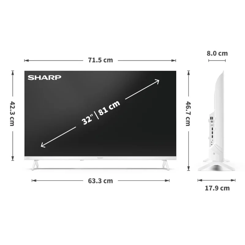Телевизори 32” HD Google телевизор Sharp LC-32HF2265EW