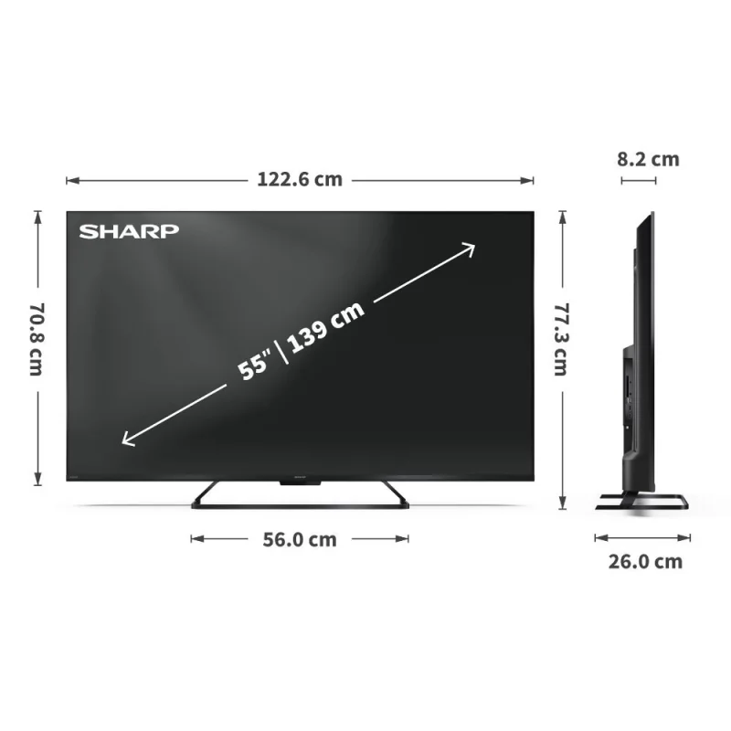 Телевизори 55” 4K Ultra HD 144Hz QLED SHARP Google телевизор Sharp LC-55HR7265E