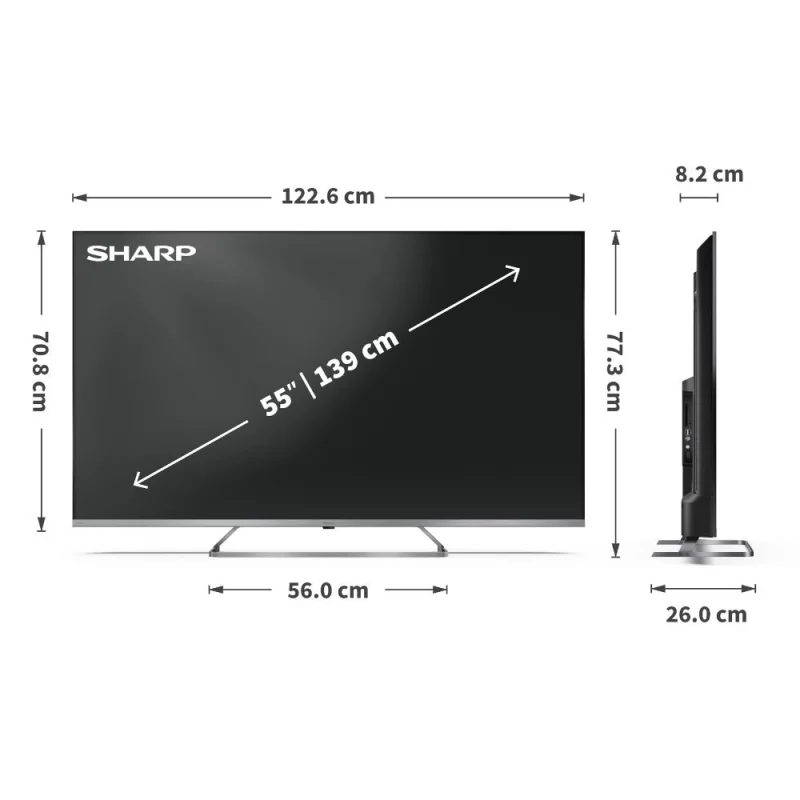 Телевизори 55” 4K Ultra HD QLED MiniLED Google телевизор Sharp LC-55JP72765E