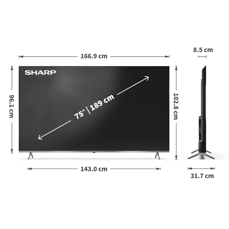 Телевизори 75” 4K Ultra HD QLED MiniLED Google телевизор Sharp LC-75JP7265E
